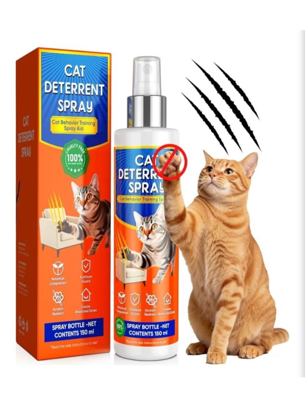 Cat Deterrent Spray 150ml Cat Training Spray Furniture Protection Pee Prevention